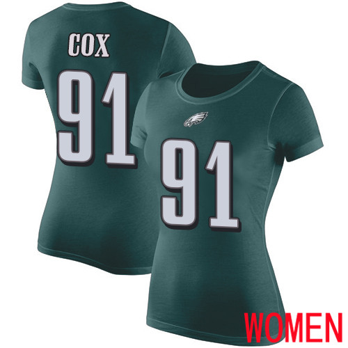 Women Philadelphia Eagles #91 Fletcher Cox Green Rush Pride Name and Number NFL T Shirt